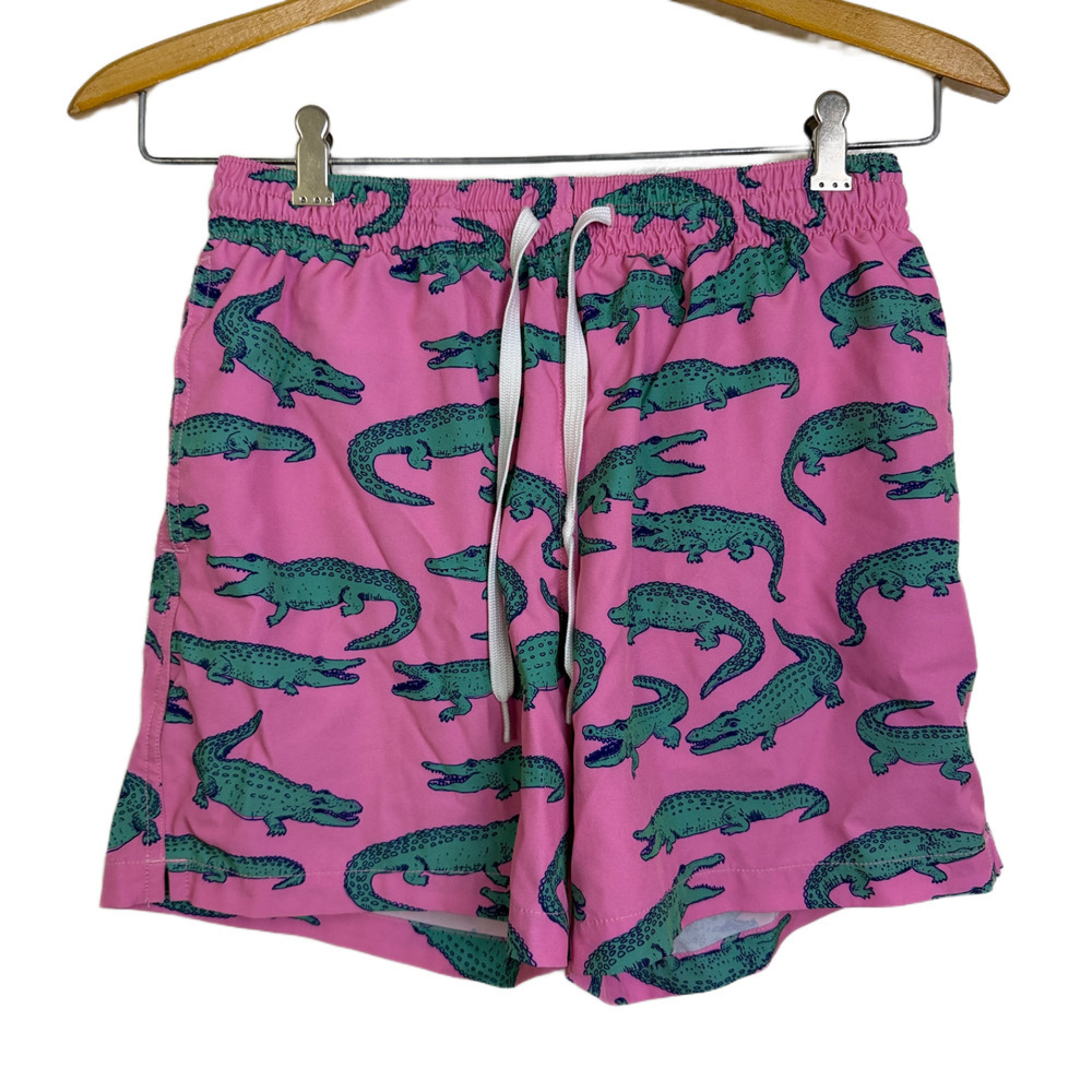 Chubbies Swim Shorts Mens Small Pink The Glades Mesh Lined Alligator Beach 5.5"